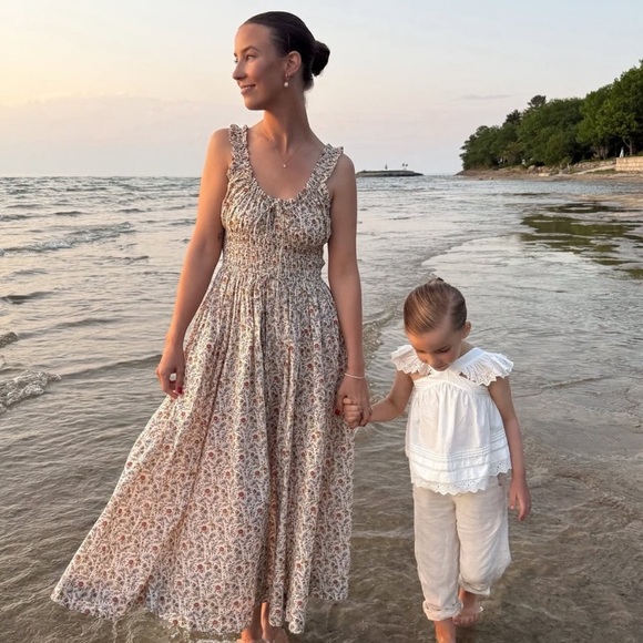 NWT Doen Emmaretta Cotton Smocked Midi Maxi Dress Jardin du Chateau Floral - Picture 7 of 16